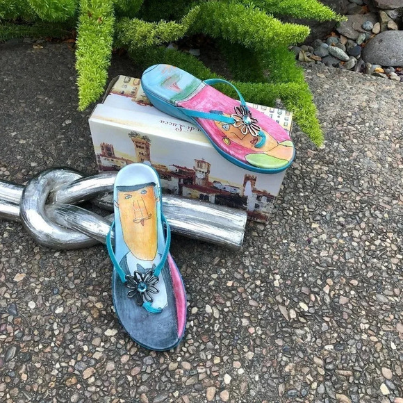 Diego Di Lucca Mamma Mia Colorful Thong Sandals - Picture 1 of 14